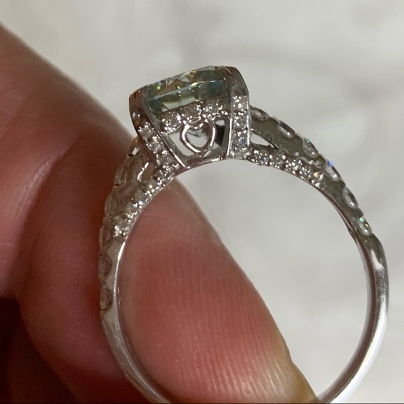 2.0 Carat Ice Blue Moissanite Ring - Picture 8 of 15